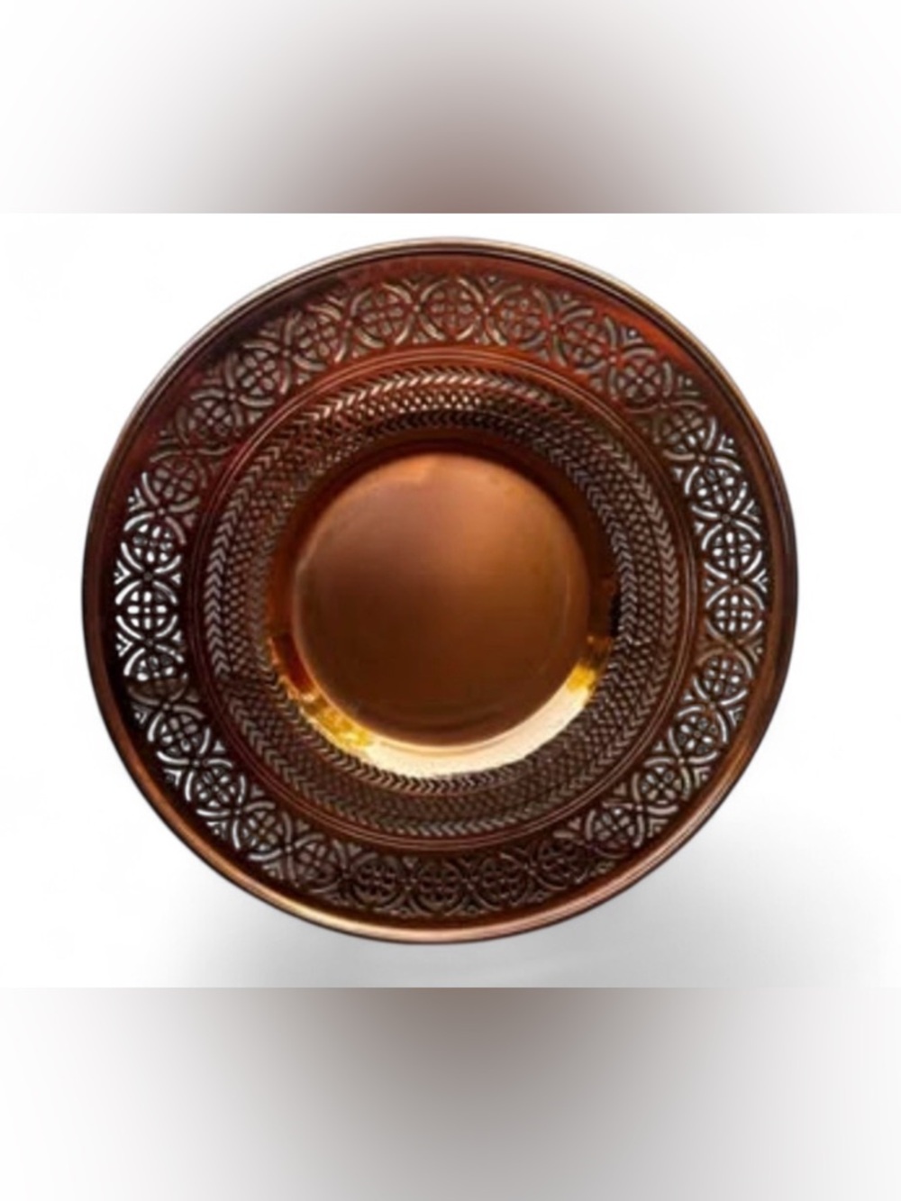 Vintage Manning Bowman USA Reticulated Copper Plate, Cottage Farmhouse Decor